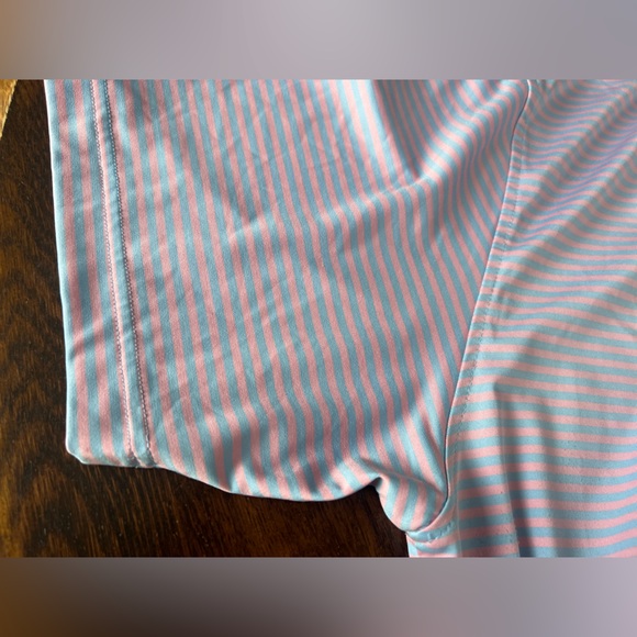 Rhoback Men's Short Sleeve Performance Polo Sz L The Birdie Stripe Pink/blue *** - Picture 9 of 16